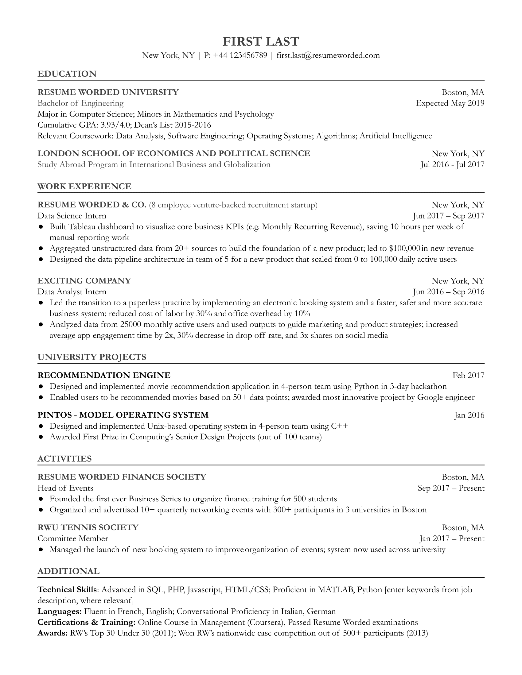 Entry-Level Resume Template